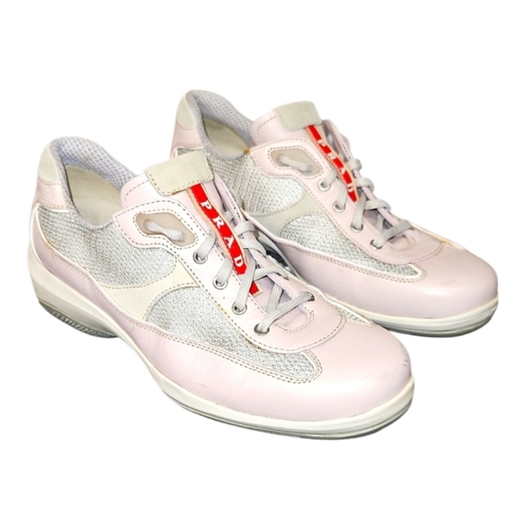 Prada America's Cup Sneakers Shy Pink Low Top Trainers Women Size 35.5 / US 5.5 - Picture 1 of 11